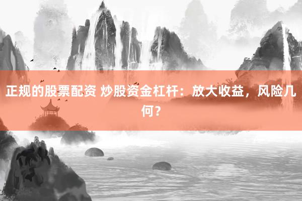 正规的股票配资 炒股资金杠杆：放大收益，风险几何？