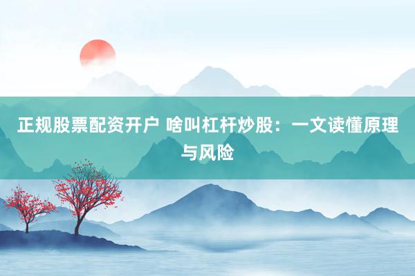 正规股票配资开户 啥叫杠杆炒股：一文读懂原理与风险