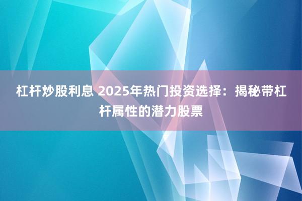 杠杆炒股利息 2025年热门投资选择：揭秘带杠杆属性的潜力股票