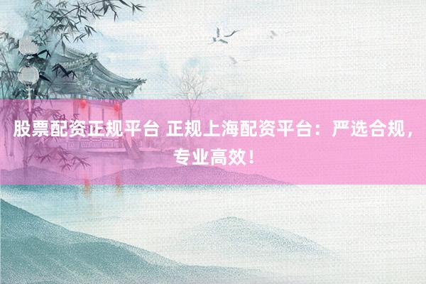股票配资正规平台 正规上海配资平台：严选合规，专业高效！