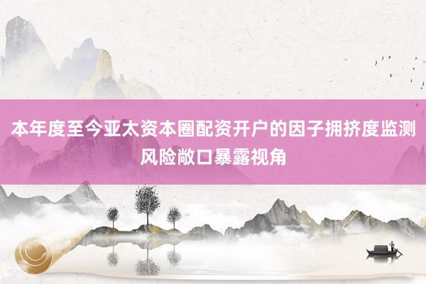 本年度至今亚太资本圈配资开户的因子拥挤度监测风险敞口暴露视角